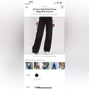 American Eagle Women’s Black Cargo Pants